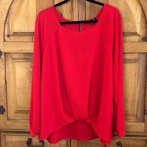 Zac & Rachel - Red, Long Sleeve, Tuck Front Blouse - Size XL